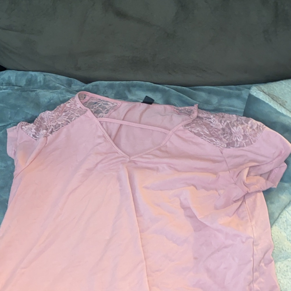 Lace-Trimmed Pink top